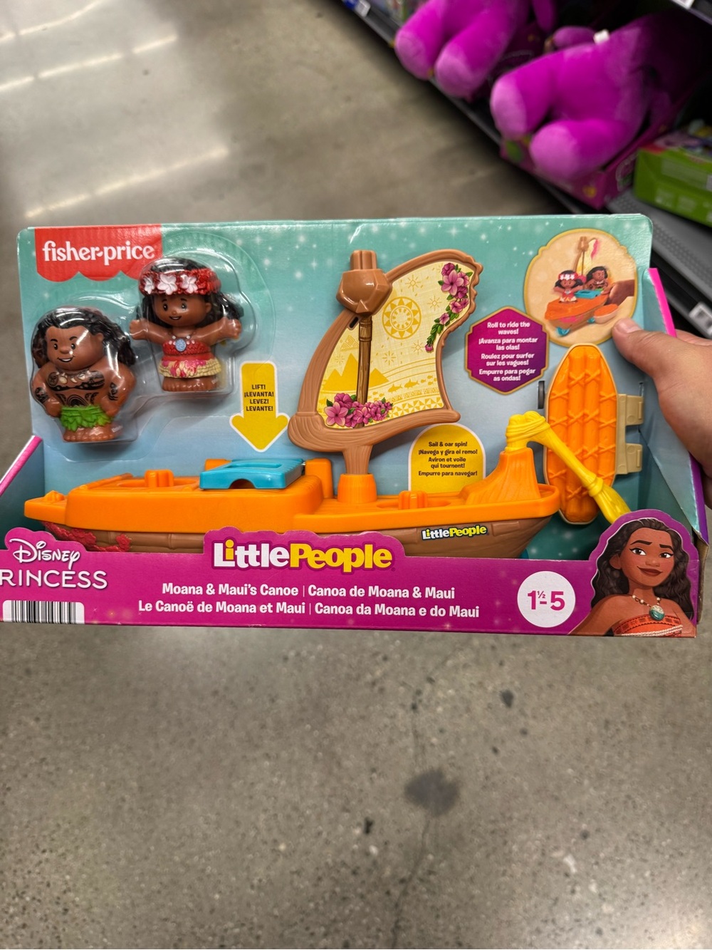 Disney Fisher-Price Little People Moana & Maui Orange Canoe Playset